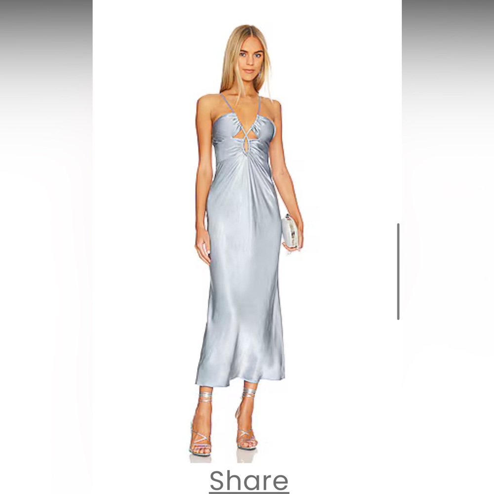 Powder Blue Shona Joy Silver Midi Dress